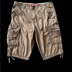 Unionbay Cargo Shorts Mens Size 34 Khaki Tan Utility Pockets 14” Inseam Cotton